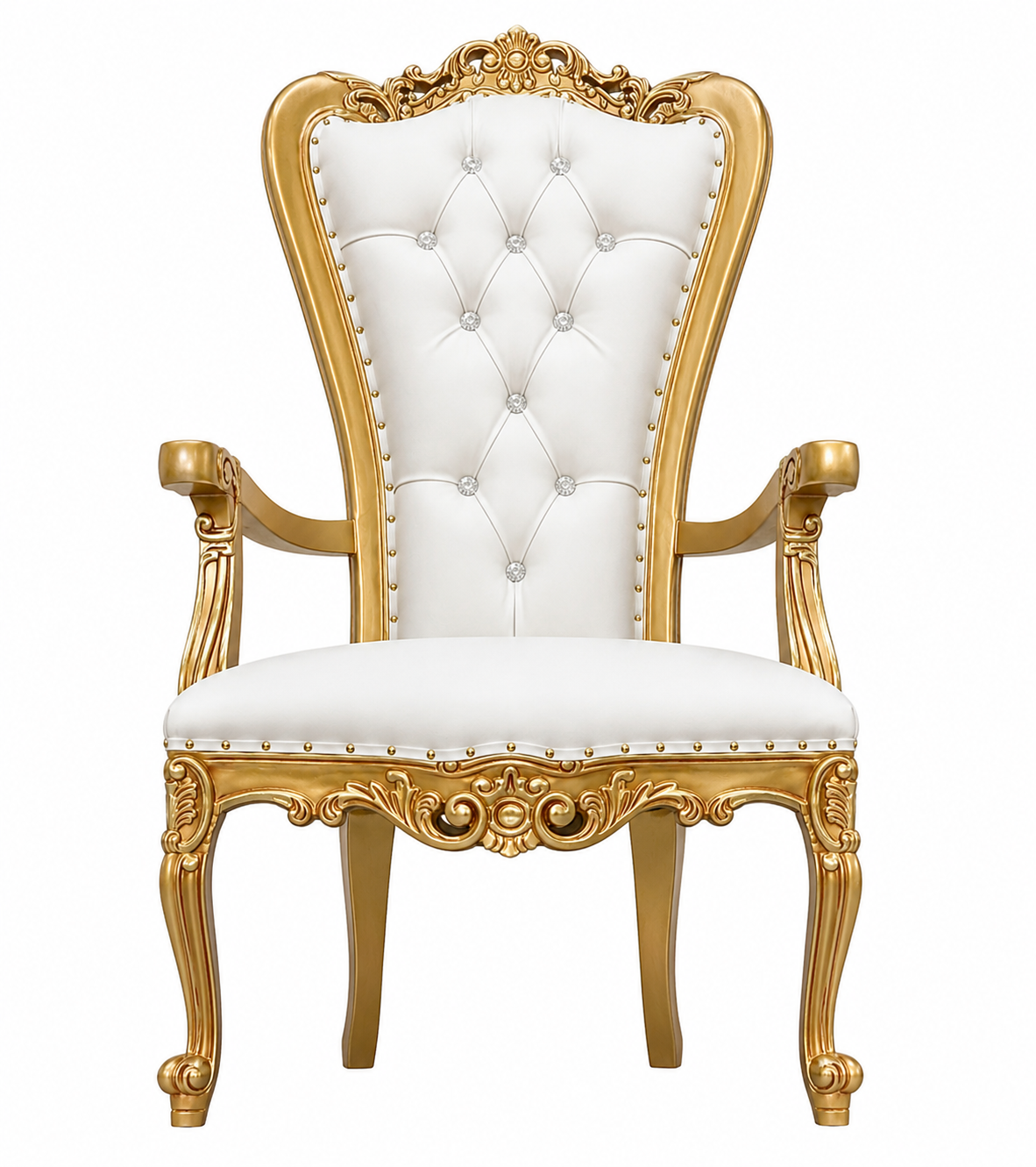 White and Gold Throne Arm Chair