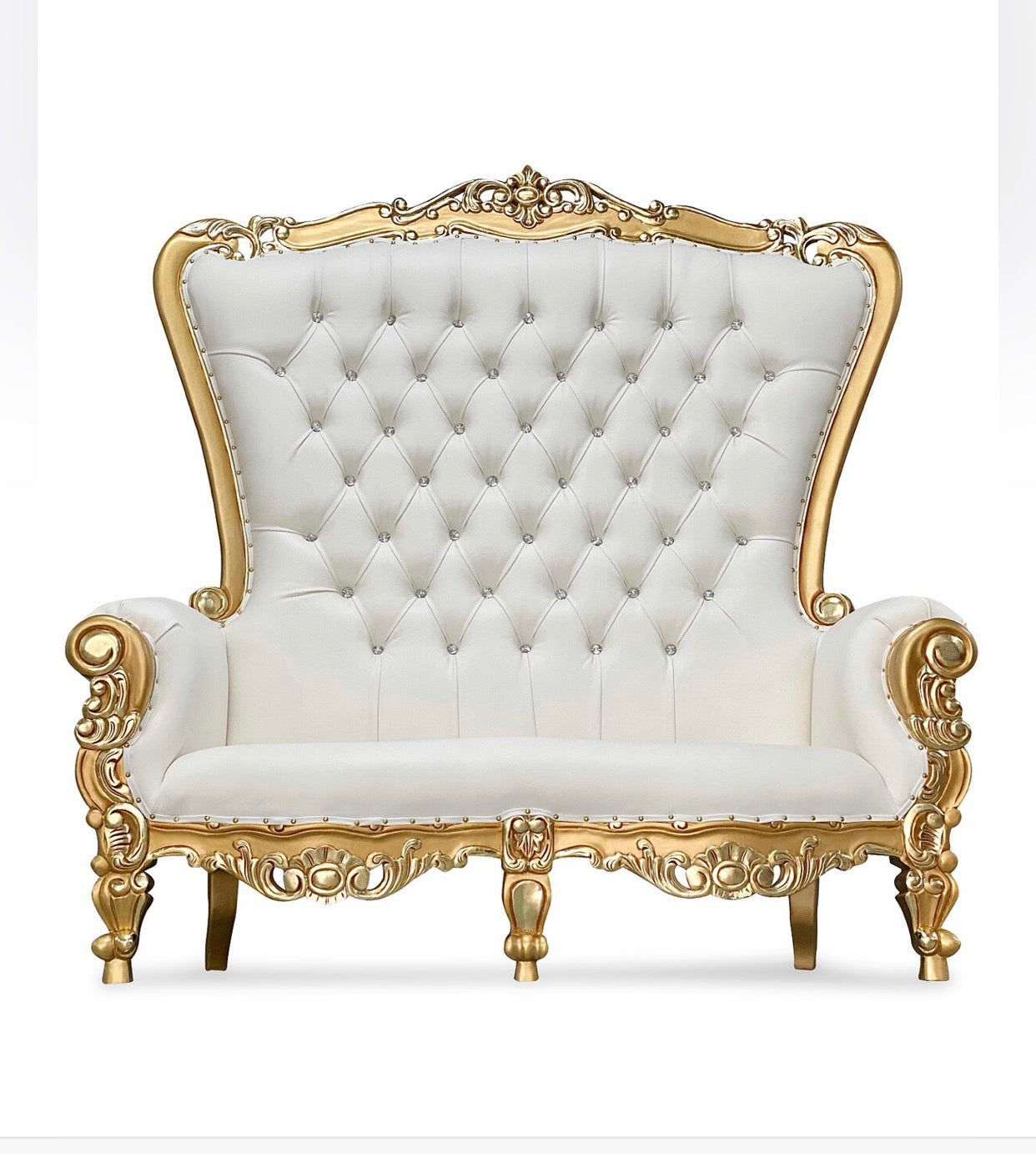 Princess Chloe Loveseat in White and Gold